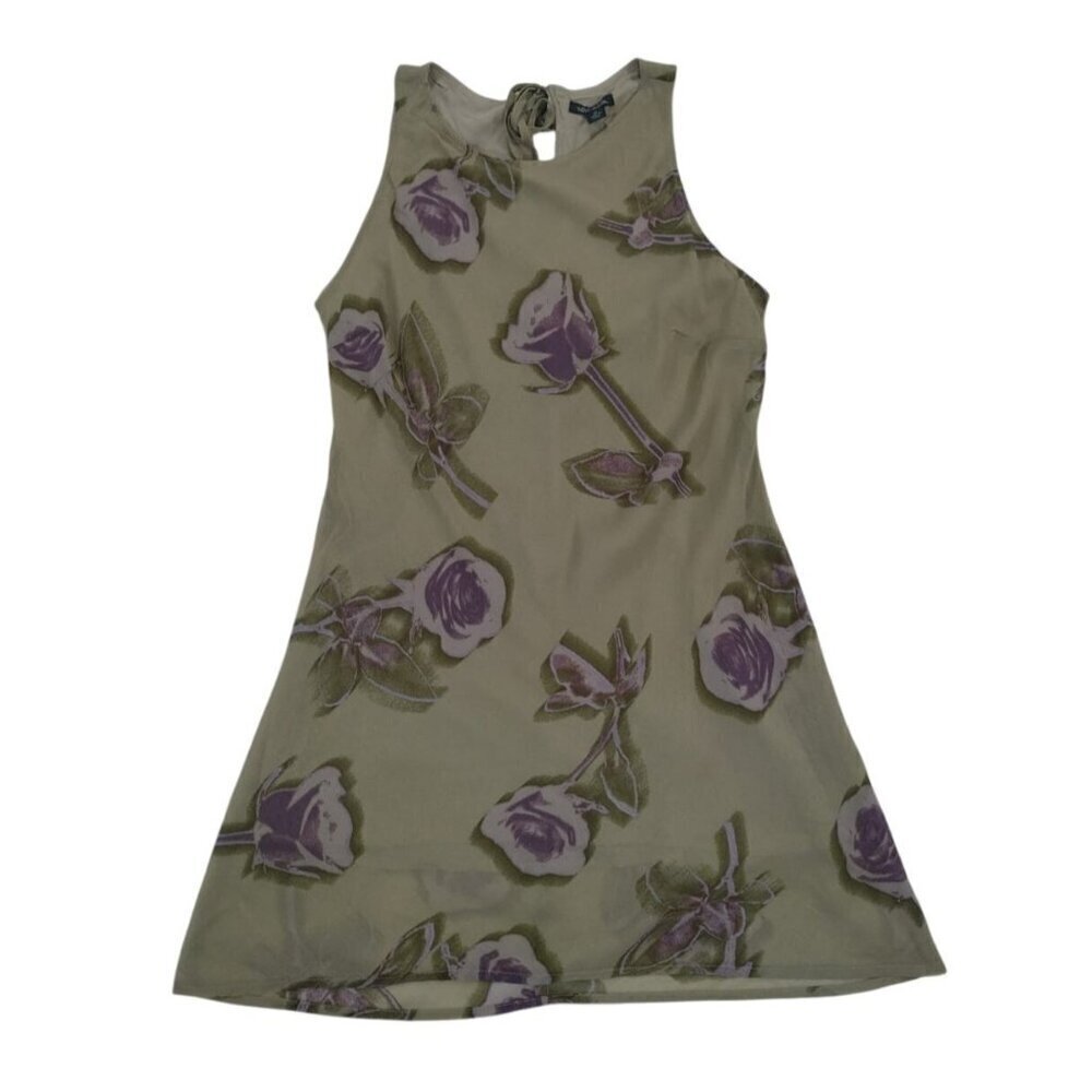 Wild Fable XS Green Floral High-Low Sleeveless Dress With Back Tie Detail. NWT
